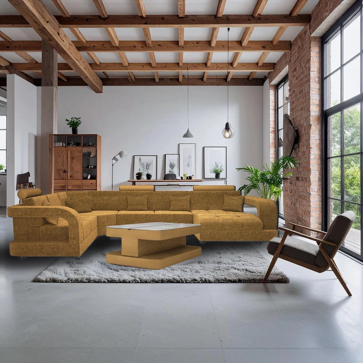 Douglas C P Morena 8 ugaona garnitura 385x280x100 cm žuta leva