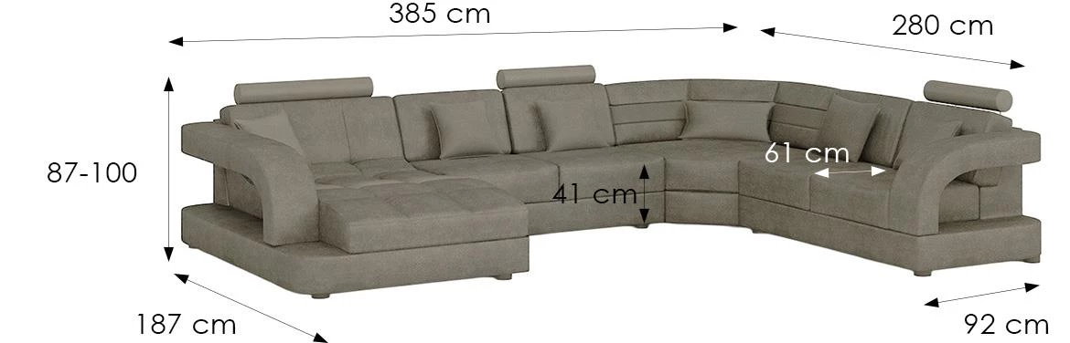 Douglas C L Morena 6 ugaona garnitura 385x280x100 cm bež desna