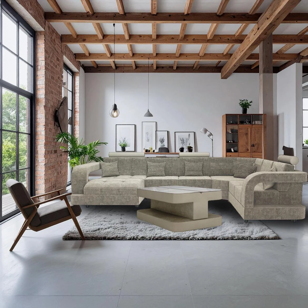 Douglas C L Morena 6 ugaona garnitura 385x280x100 cm bež desna