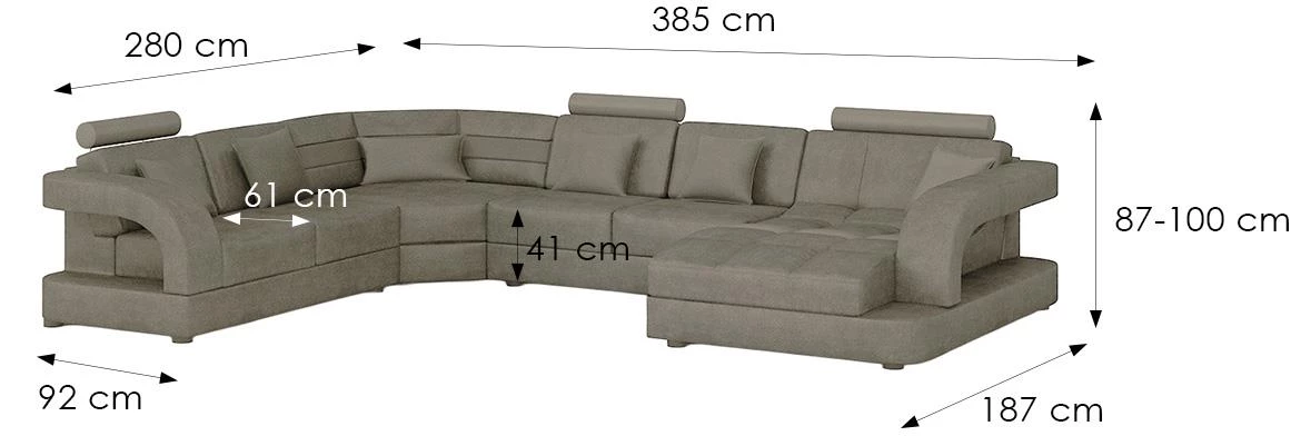 Douglas C P Morena 6 ugaona garnitura 385x280x100 cm bež leva