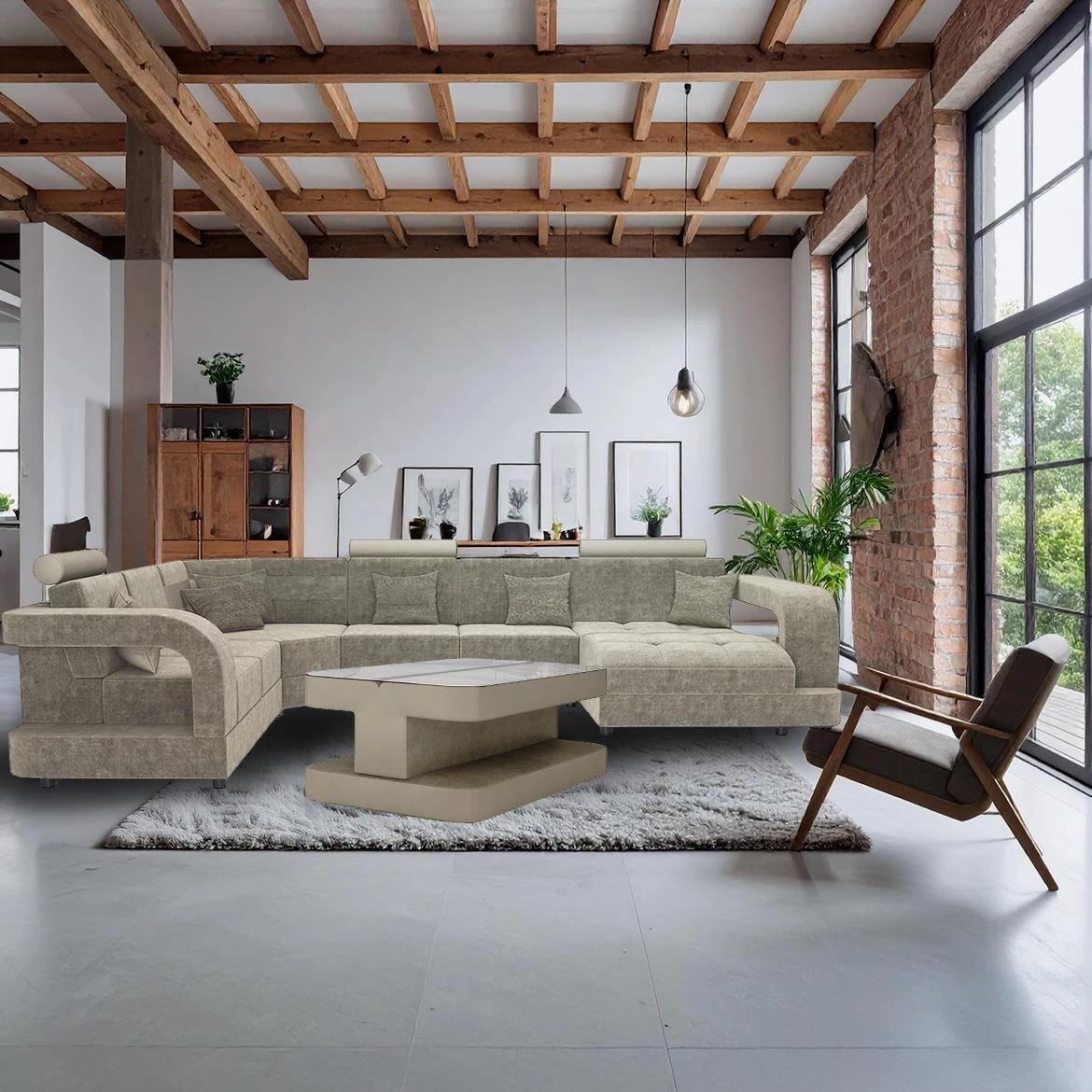 Douglas C P Morena 6 ugaona garnitura 385x280x100 cm bež leva