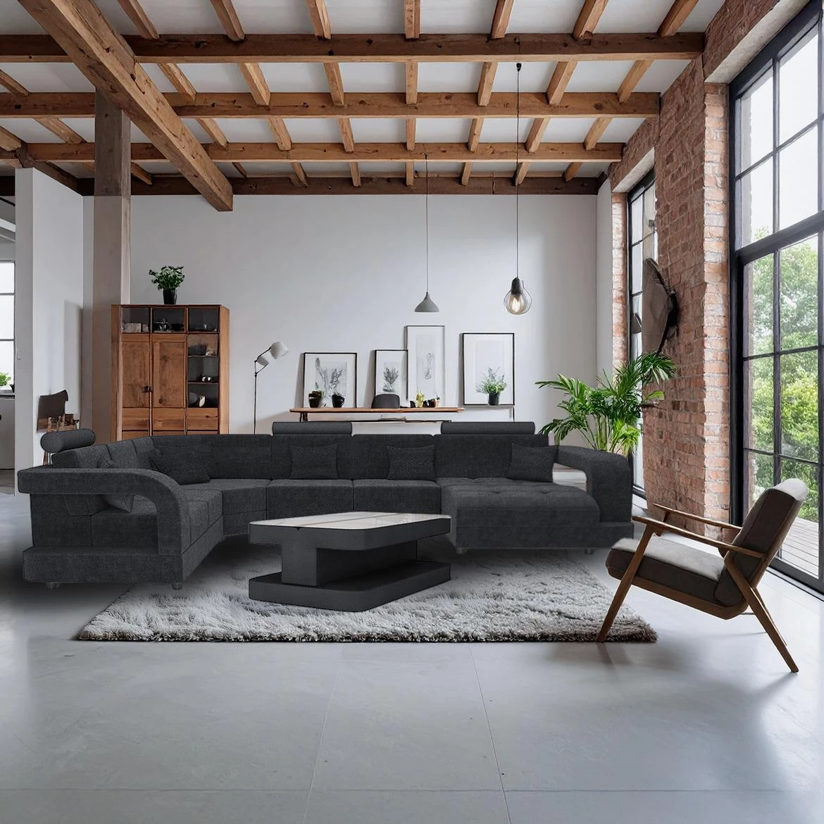 Douglas C P Morena 1 ugaona garnitura 385x280x100 cm siva leva