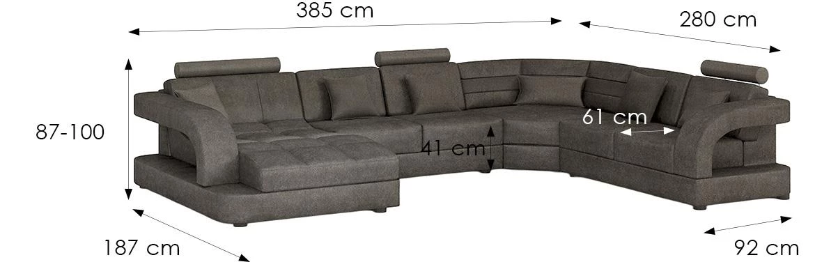 Douglas C L Morena 5 C ugaona garnitura 385x280x100 cm braon desna