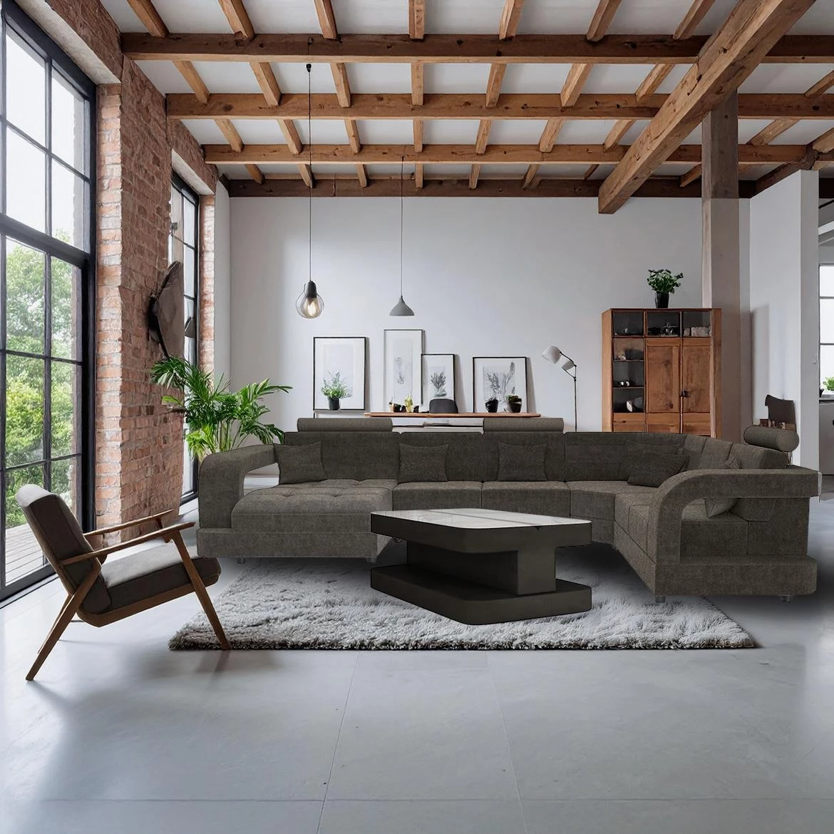 Douglas C L Morena 5 C ugaona garnitura 385x280x100 cm braon desna