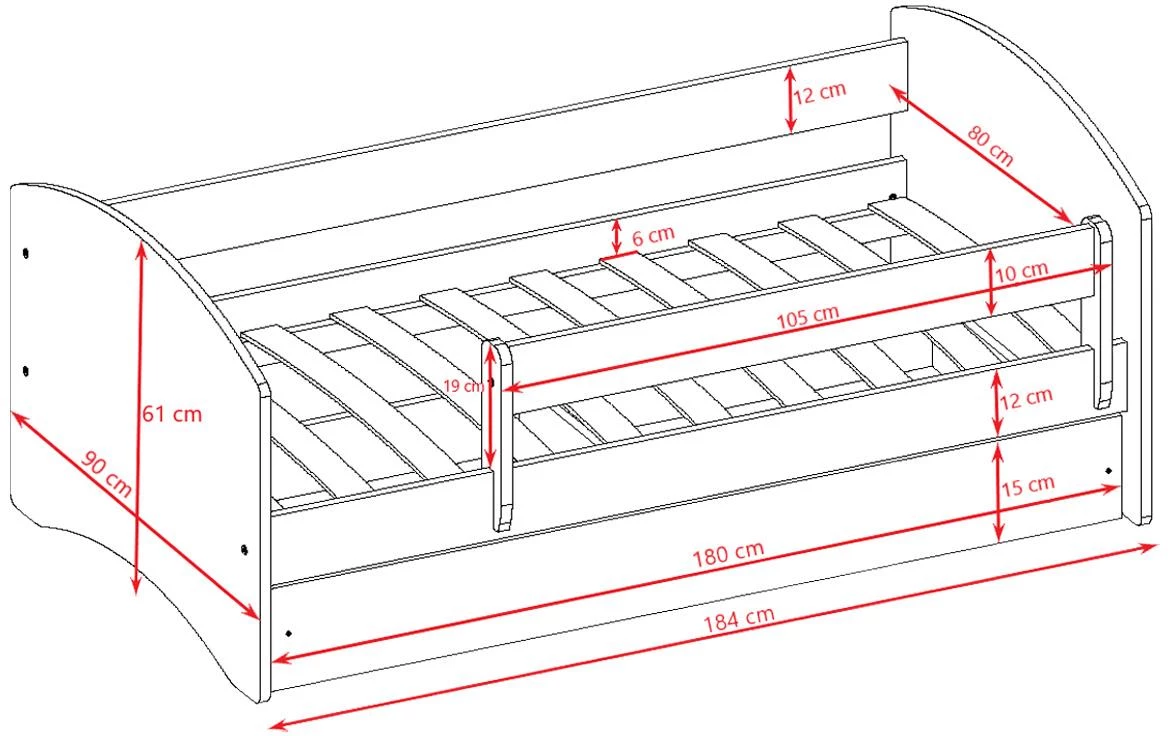 Babydreams decji krevet sa podicom 90x184x61 cm zeleni