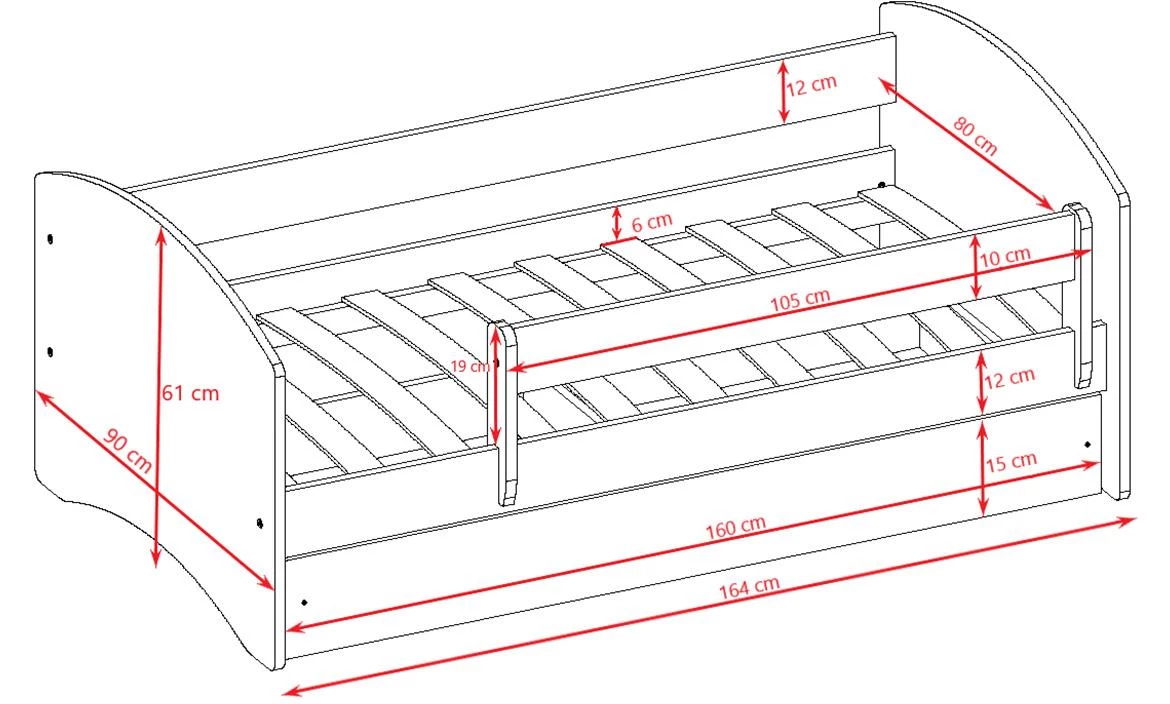 Babydreams decji krevet sa podicom 90x164x61 cm ružicasti