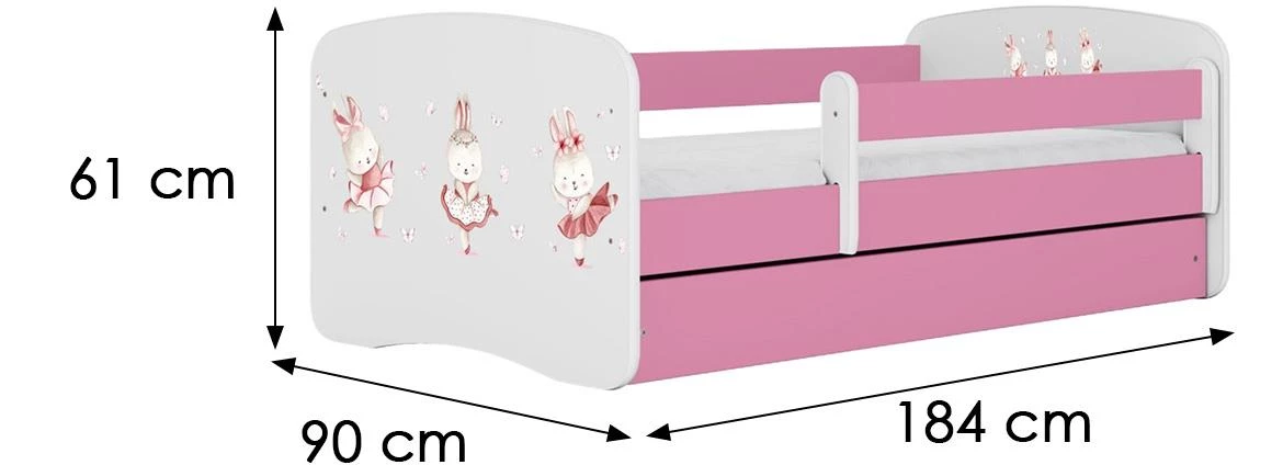 Babydreams decji krevet sa podicom 90x184x61 cm rozi