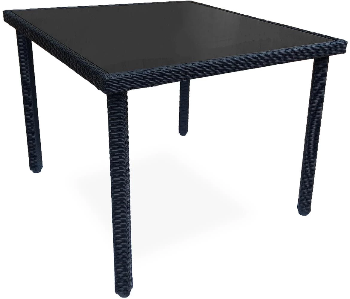 Dandy baštenski sto 90x90x73 cm, crni/kaljeno staklo