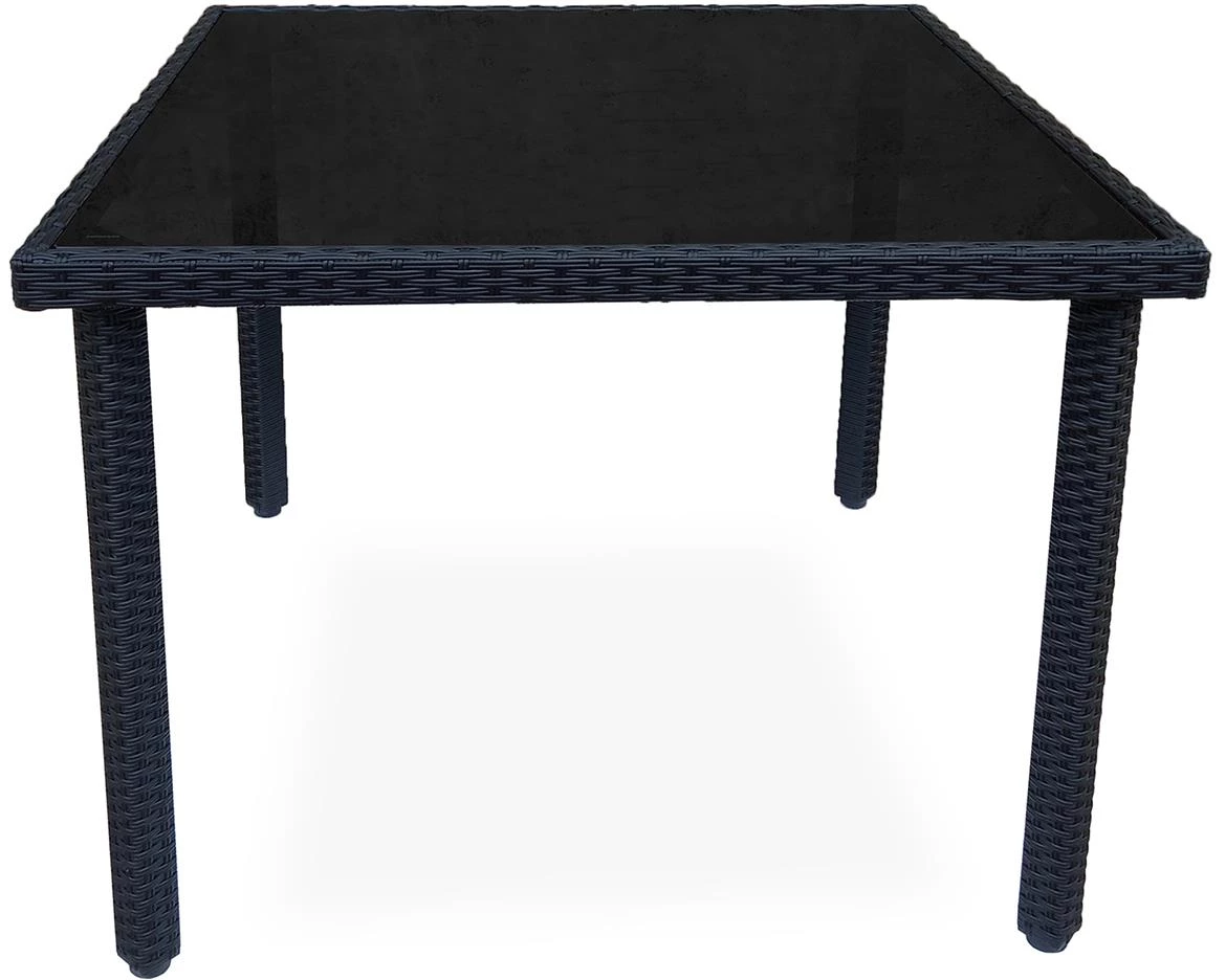 Dandy baštenski sto 90x90x73 cm, crni/kaljeno staklo