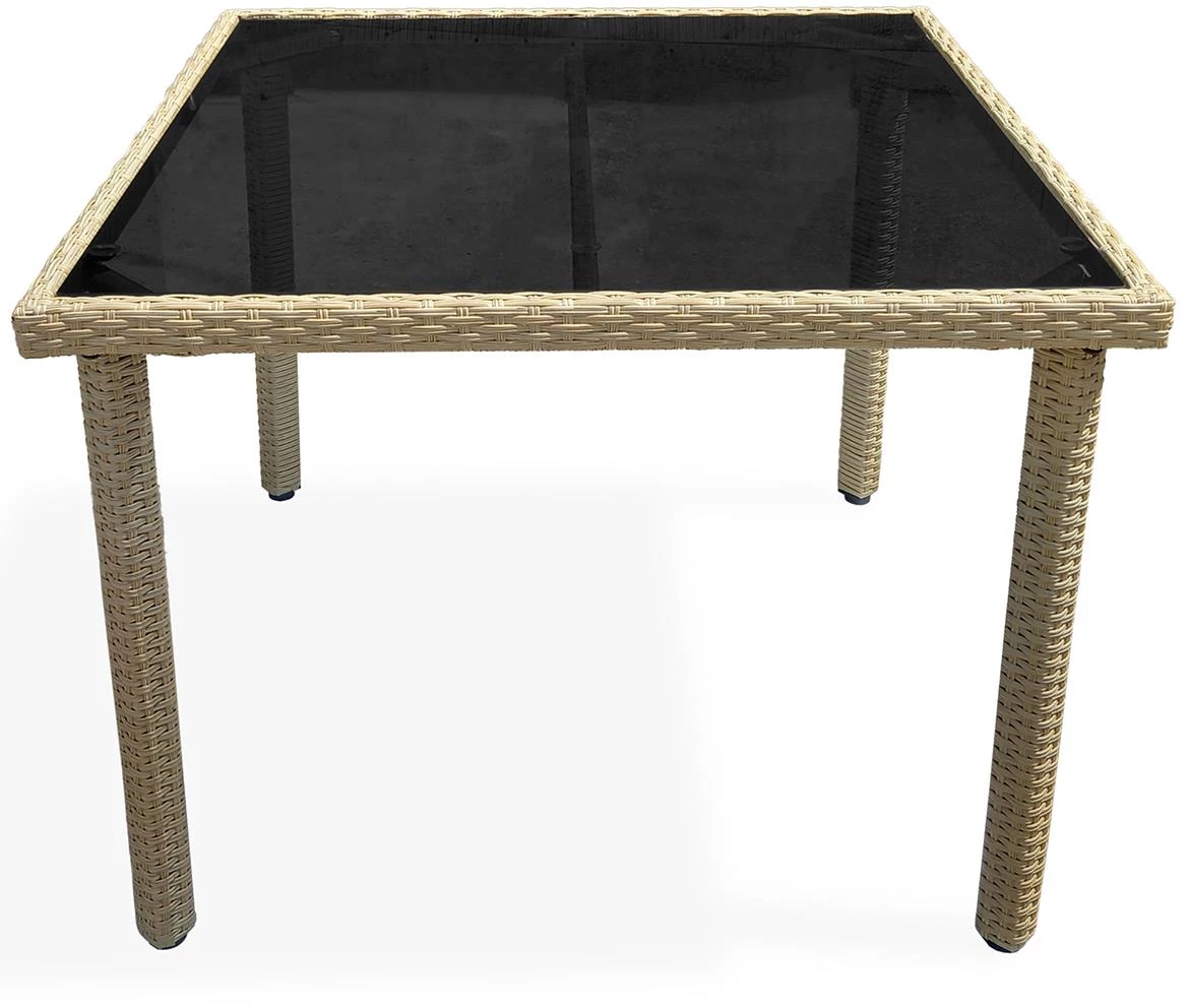 Dandy baštenski sto 150x90x73 cm, bež/kaljeno staklo