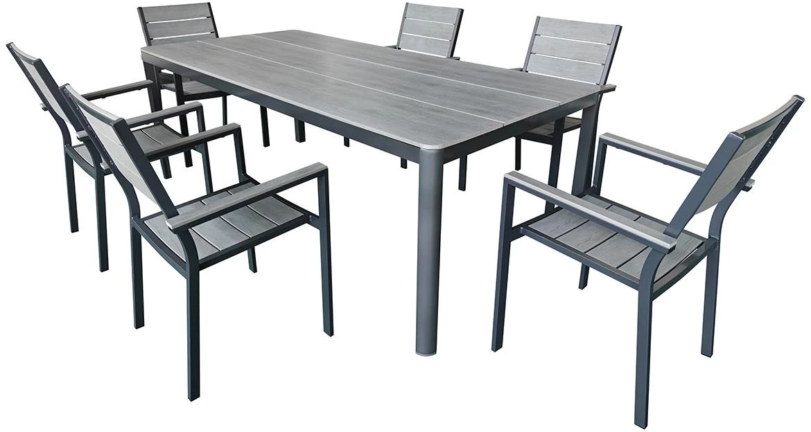 Alu baštenski sto 180x100x74 cm sa sivom polywood plocom