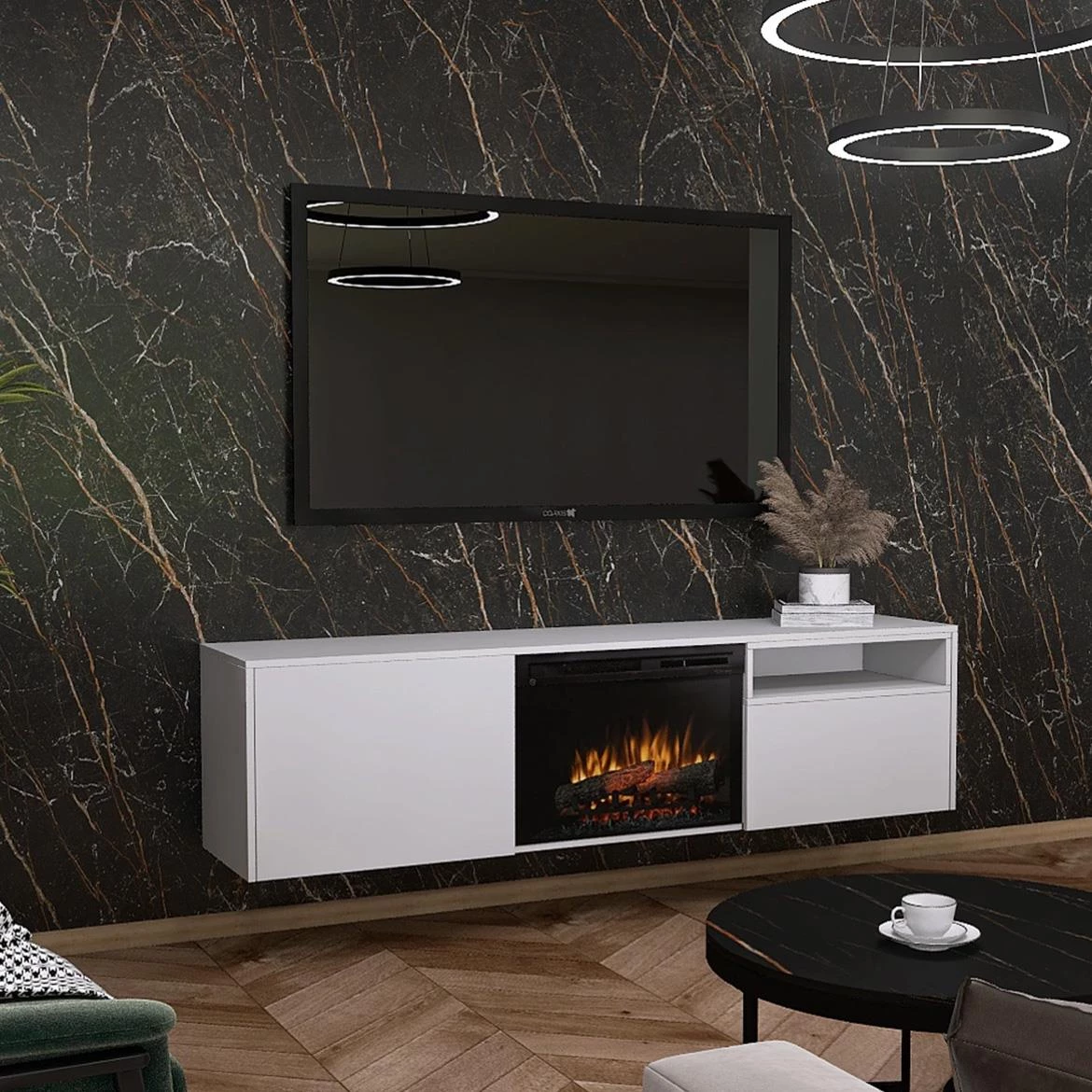 Tecero elektricni kamin 26”, mat bijela