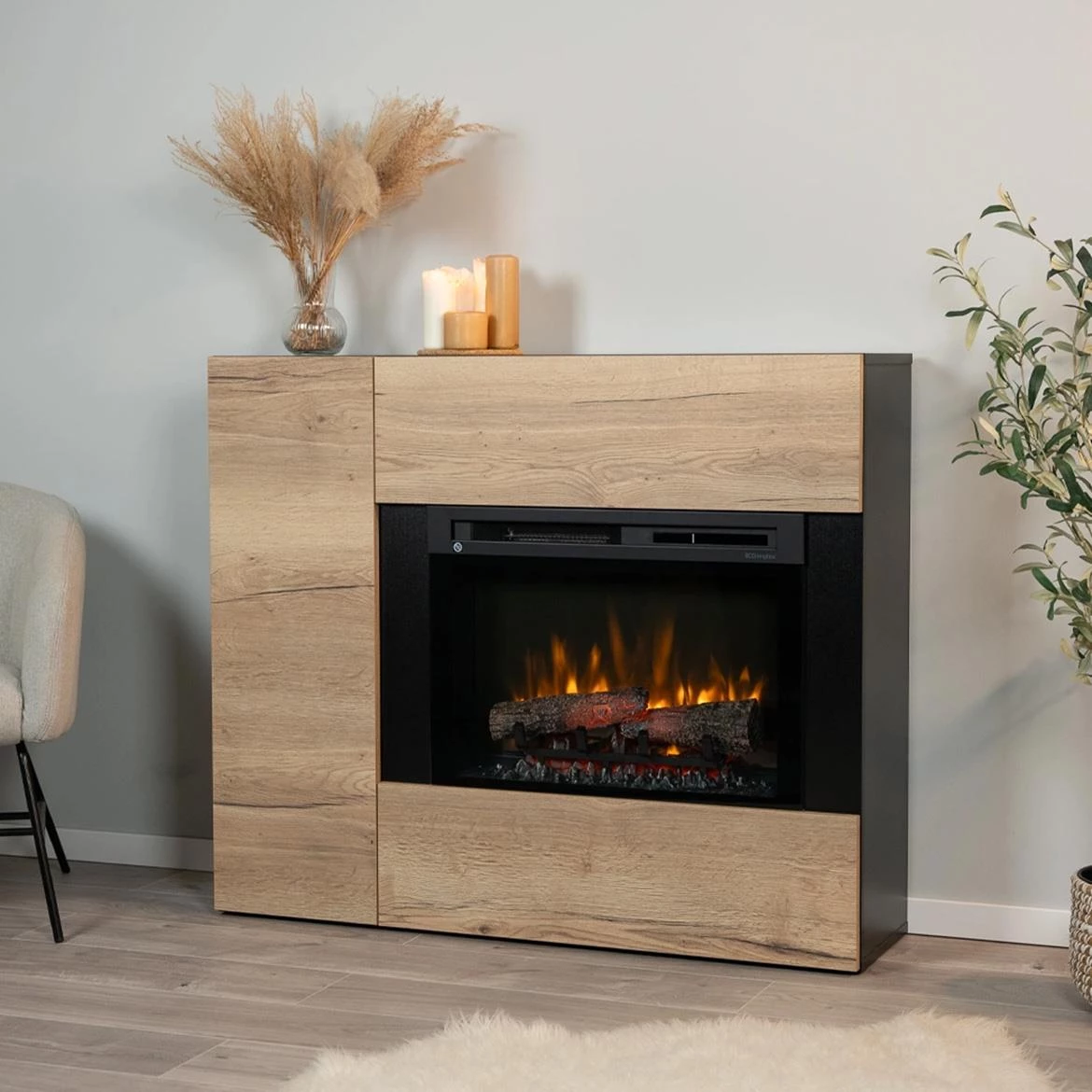 Elektricni kamin Bia 26 crni/svijetli hrast