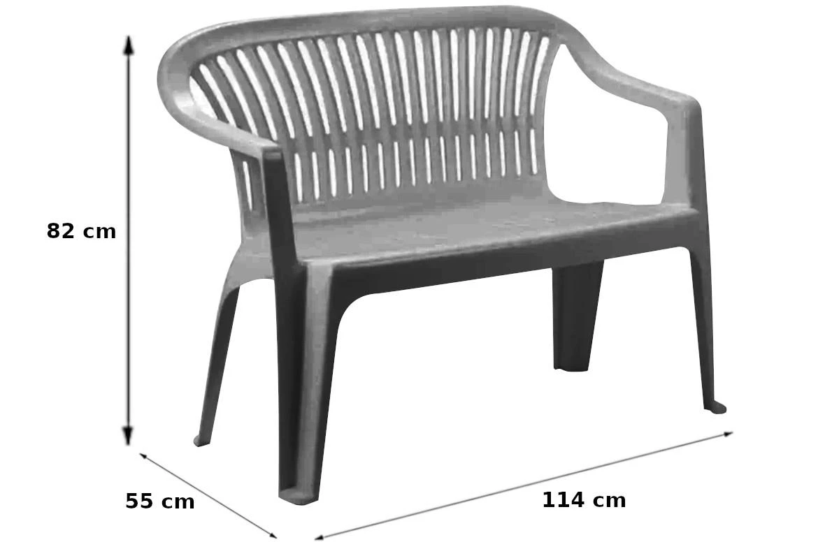 Diva plasticna klupa sa rukonaslonima 114x55x82 cm, antracit