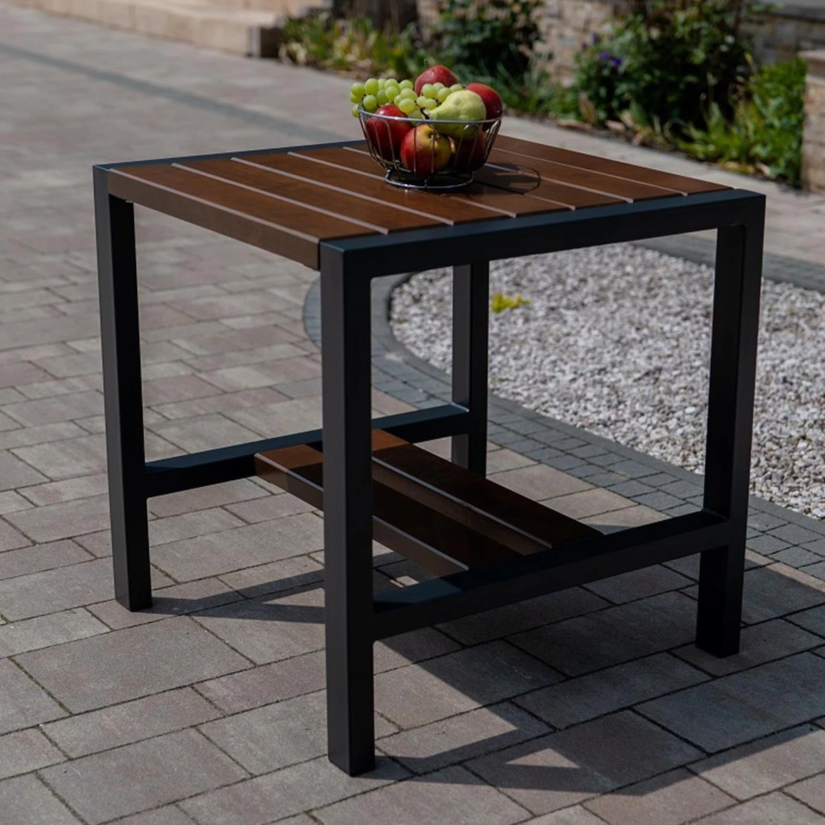 Baštenski sto 73x73x73 cm, orah/crni