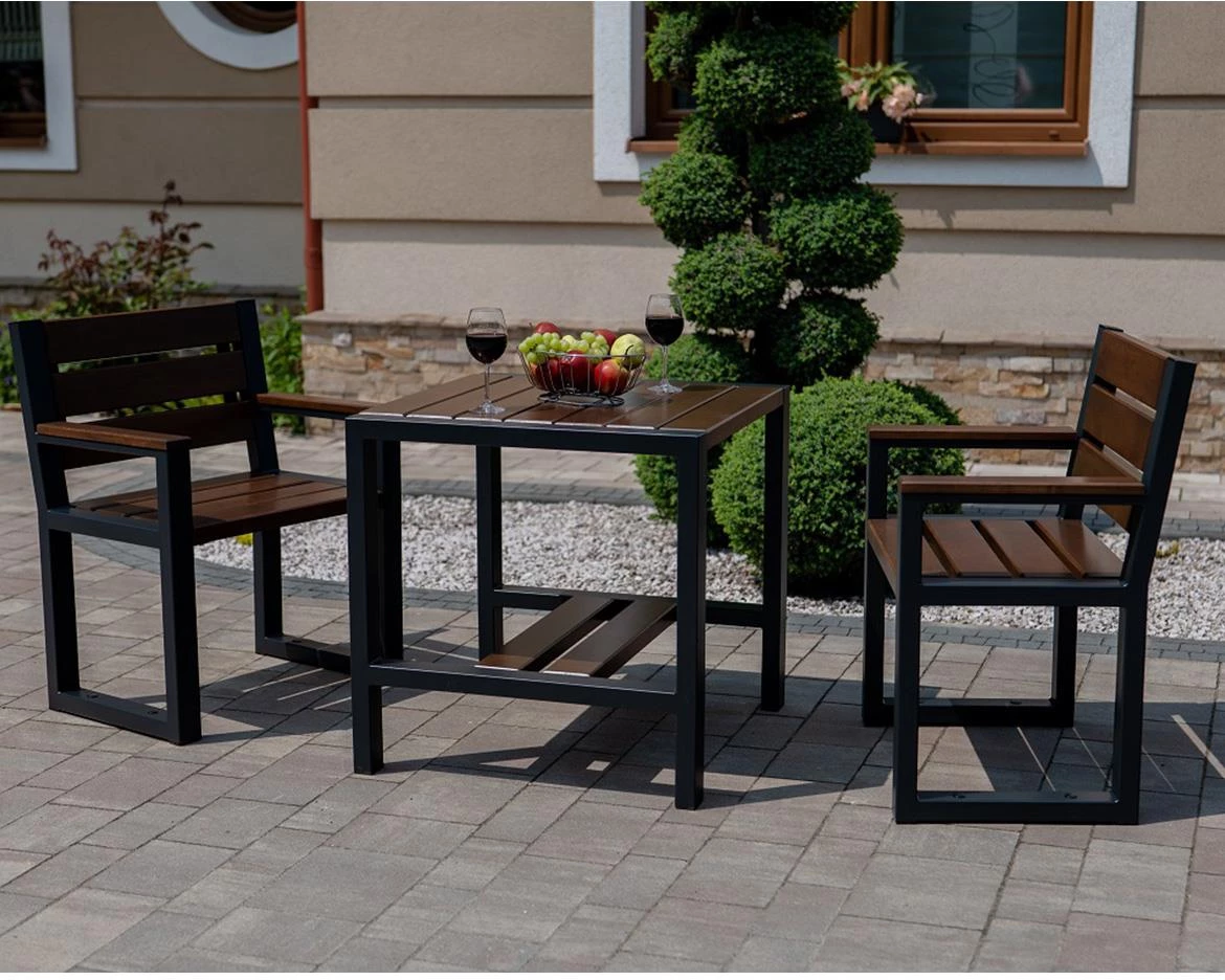 Baštenski sto 73x73x73 cm, orah/crni