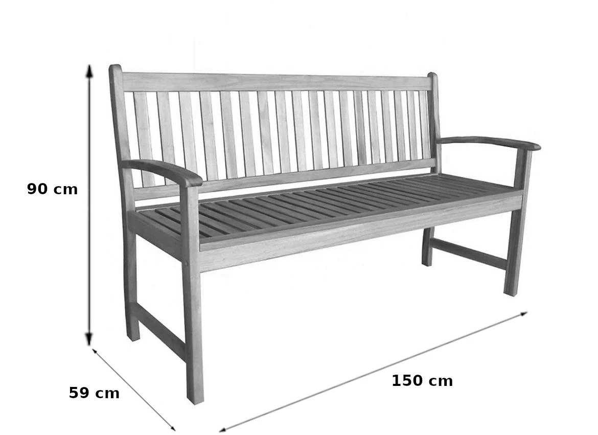 Drvena baštenska klupa 150x59x90 cm, natur