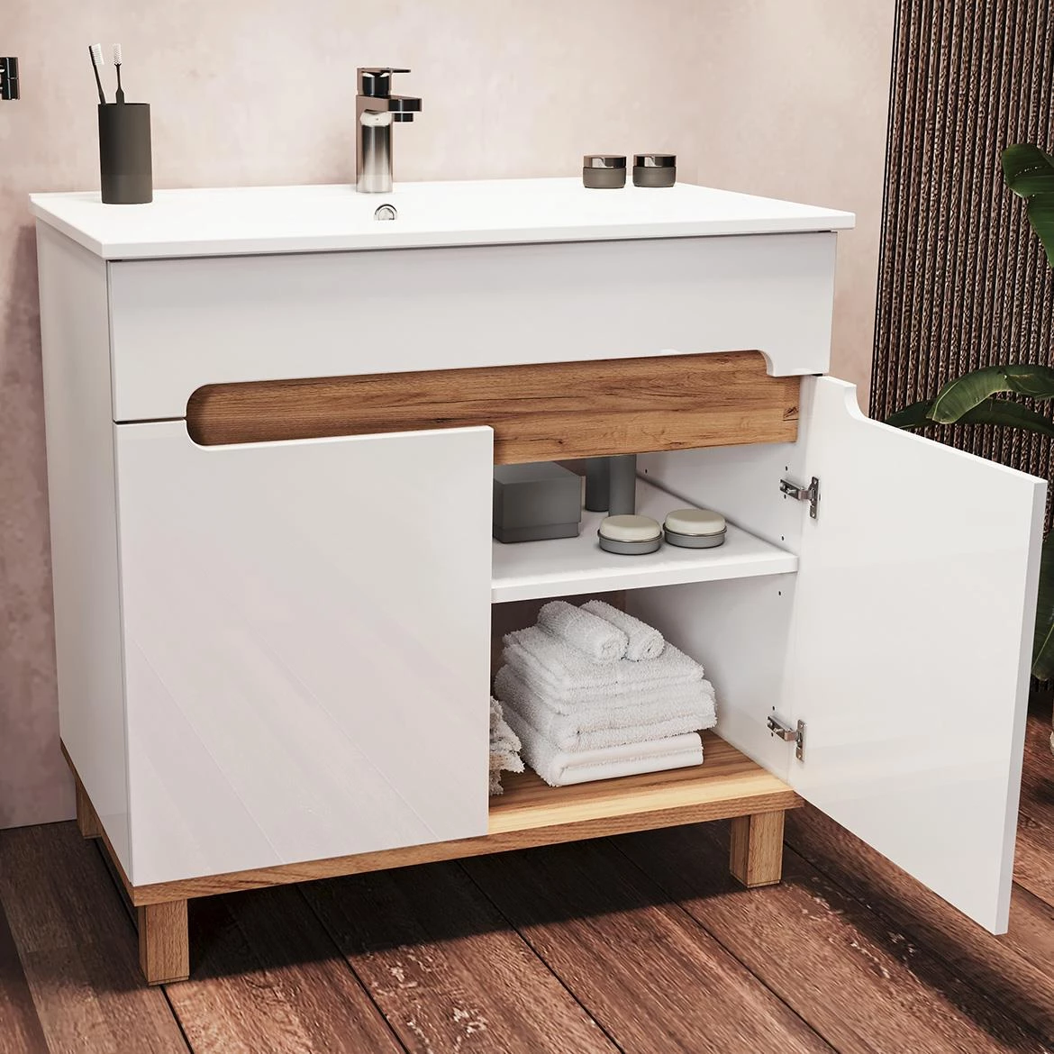 Ovo kupatilska baza 59,7x45,6x80 cm bela