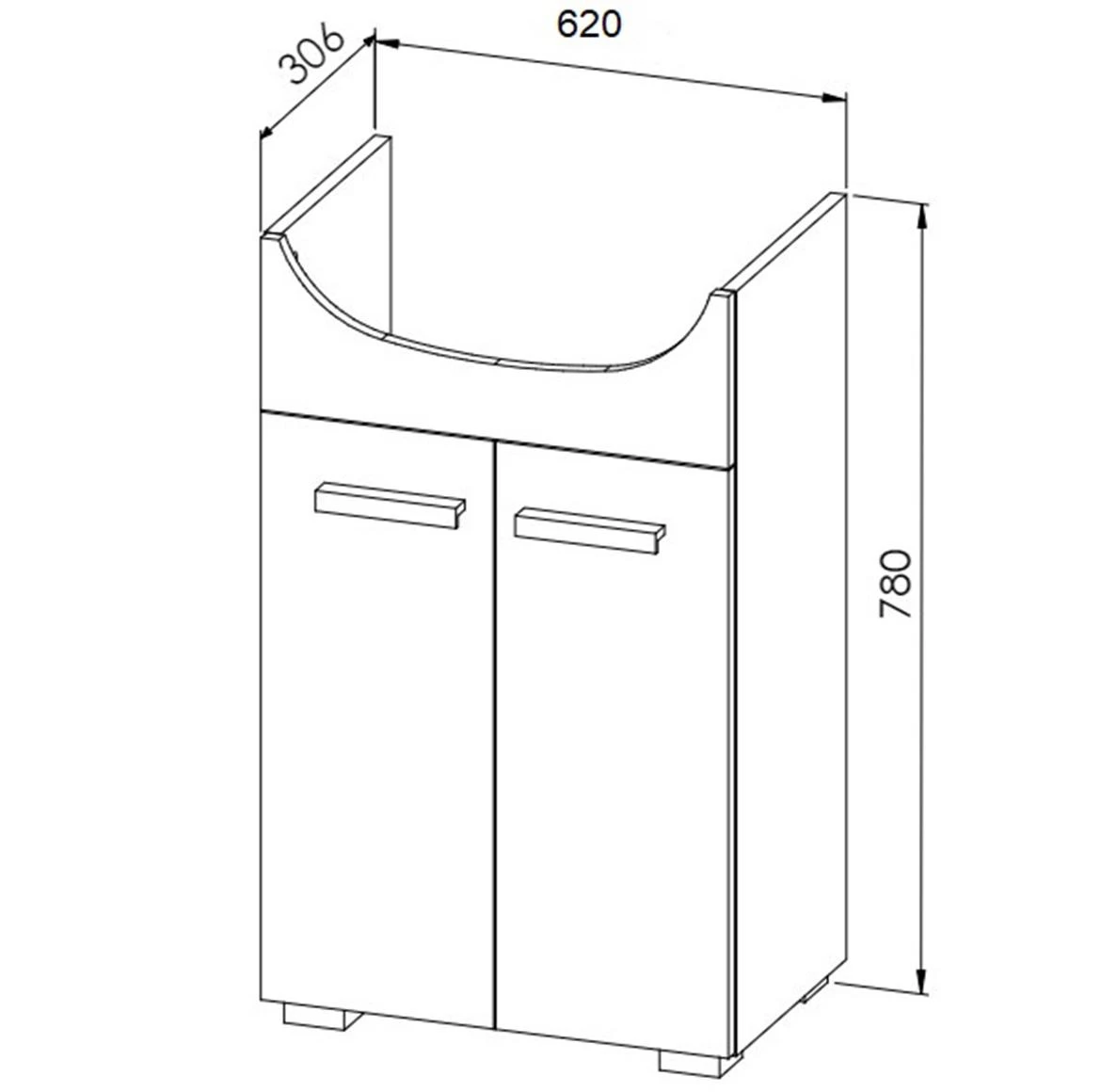 Plain baza sa umivaonikom 65x43x82 cm natur