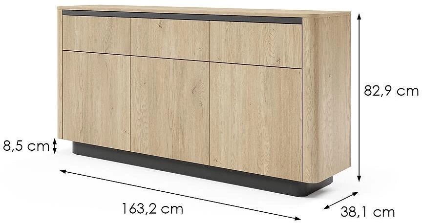 Torro komoda C 163 3d3s, 38.1x163.2x82.9 cm cremona hrast