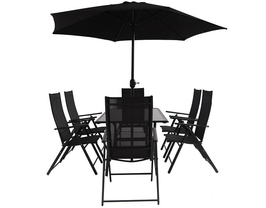 Nora baštenski set namešta?a, crni, sa suncobranom 8034128