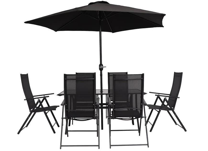 Nora baštenski set namešta?a, crni, sa suncobranom 8034128