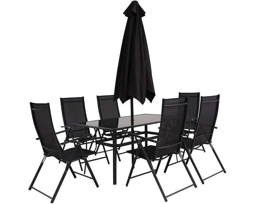 Nora baštenski set namešta?a, crni, sa suncobranom 8034128