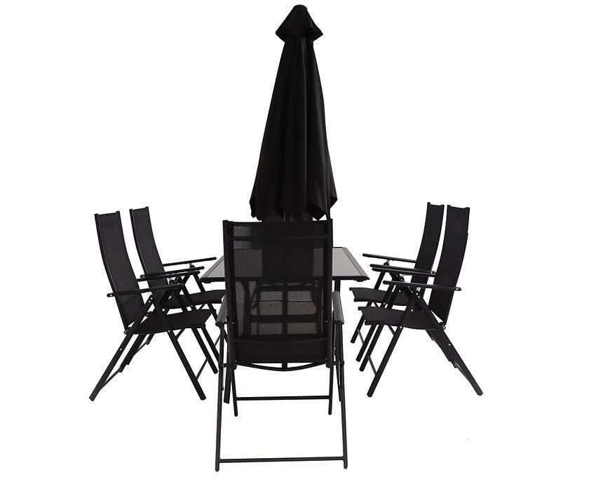 Nora baštenski set namešta?a, crni, sa suncobranom 8034128