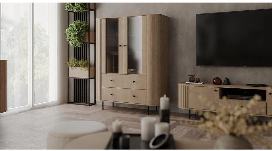 Ovalio 122 2f 2s vitrina, 42.3x123x155 cm  cremona