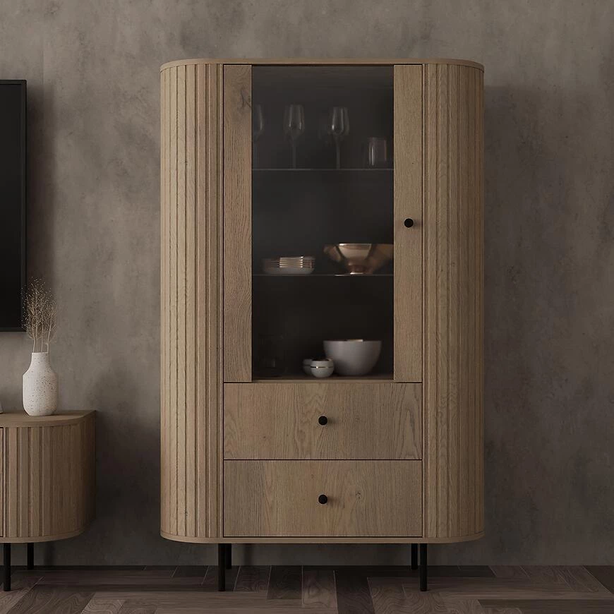 Ovalio 112 1f 2s vitrina, 42.3x97.4x155 cm hrast cremona