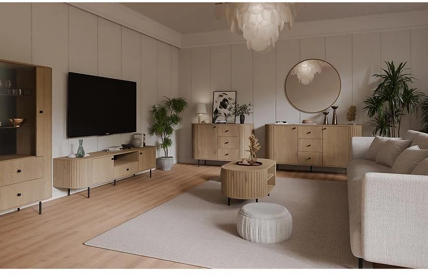 Ovalio 112 1f 2s vitrina, 42.3x97.4x155 cm hrast cremona