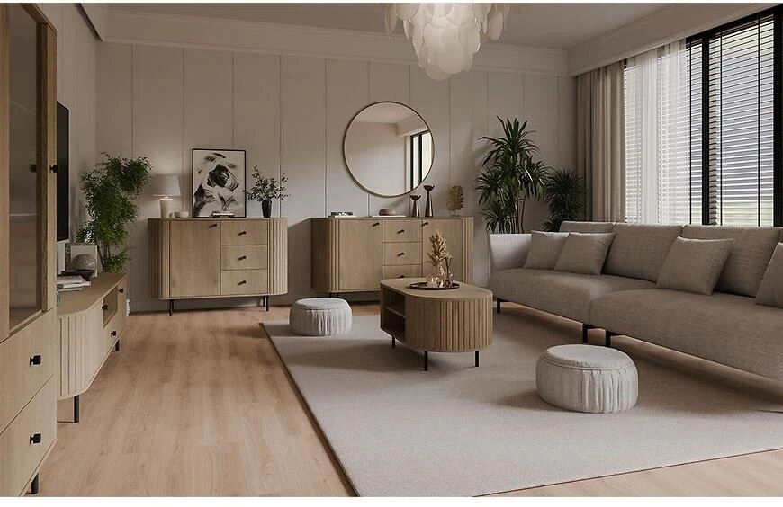 Ovalio 112 1f 2s vitrina, 42.3x97.4x155 cm hrast cremona