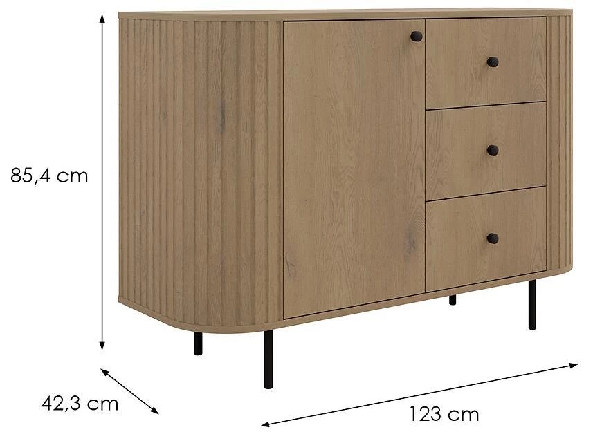 Ovalio 813 1f 3s komoda, 42.3x123x85.4 cm cremona hrast