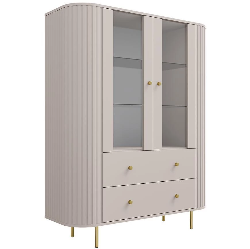 Ovalio 122 2f 2s vitrina, 42.3x123x155 cm  pešcano bež