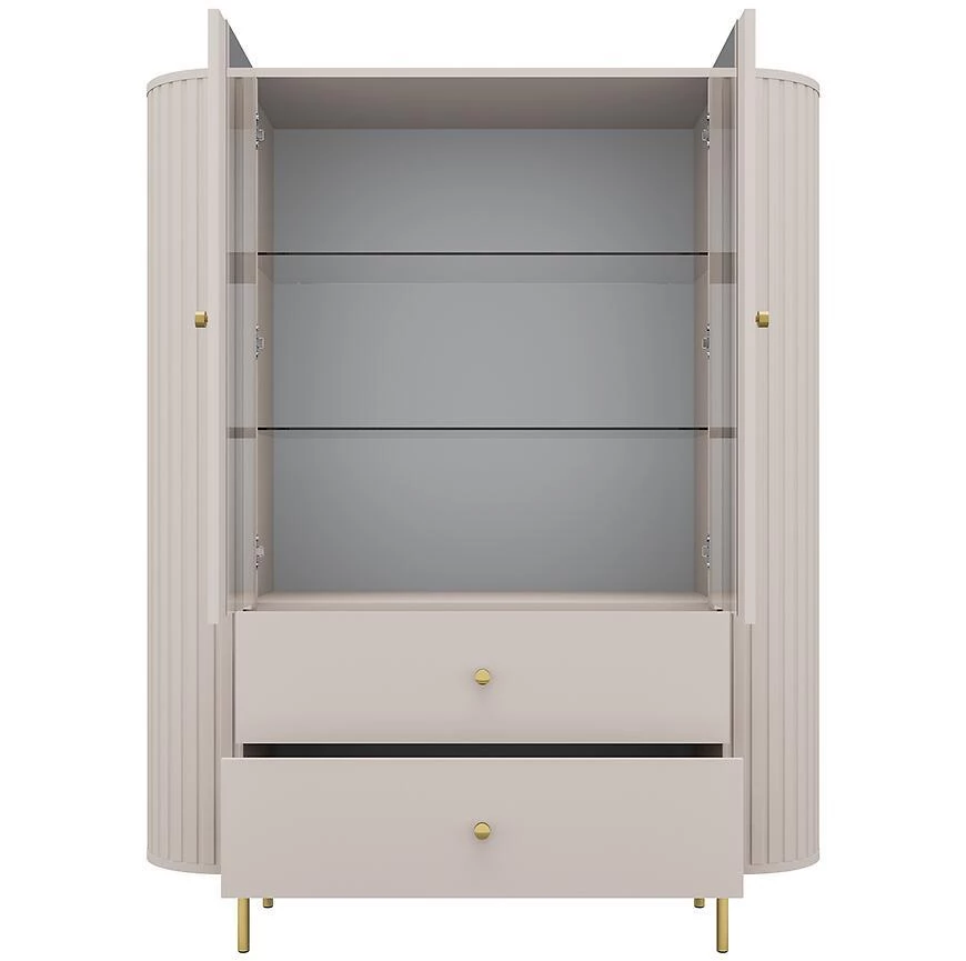 Ovalio 122 2f 2s vitrina, 42.3x123x155 cm  pešcano bež