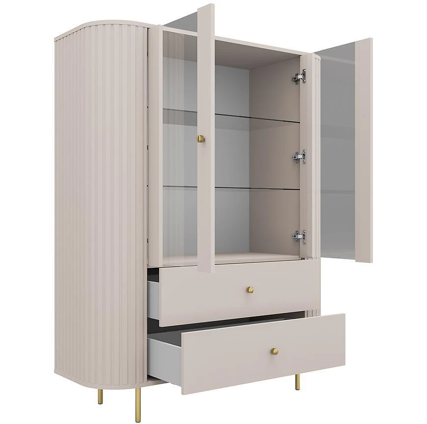 Ovalio 122 2f 2s vitrina, 42.3x123x155 cm  pešcano bež