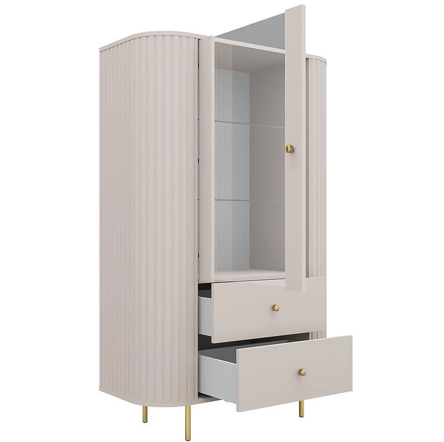 Ovalio 112 vitrina, 42.3x97.4x155 cm bež