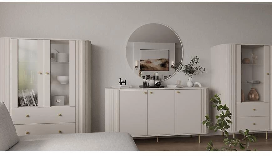 Ovalio 112 vitrina, 42.3x97.4x155 cm bež