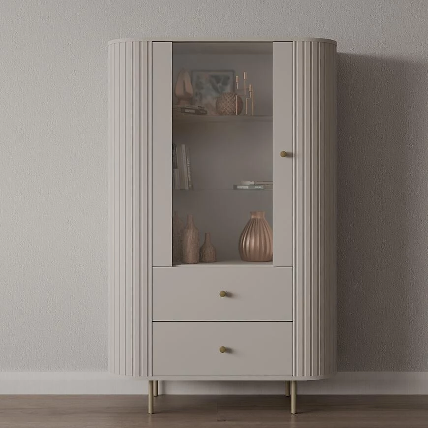 Ovalio 112 vitrina, 42.3x97.4x155 cm bež