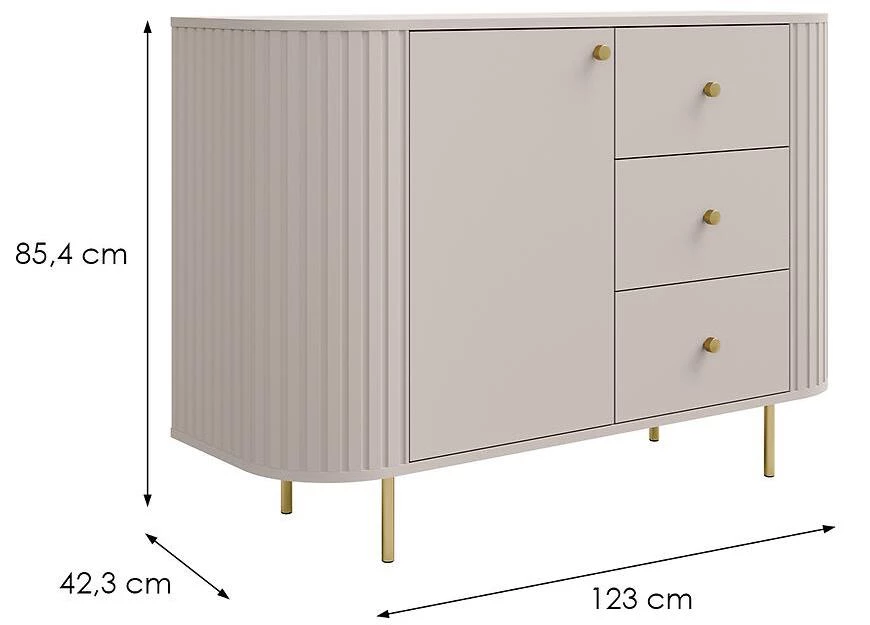 Ovalio 813 1f 3s komoda, 42.3x123x85.4 cm pesak/bež
