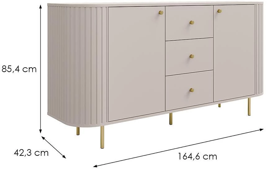 Ovalio 823 25 3s komoda, 42.3x164.6x85.4 cm pesak/bež