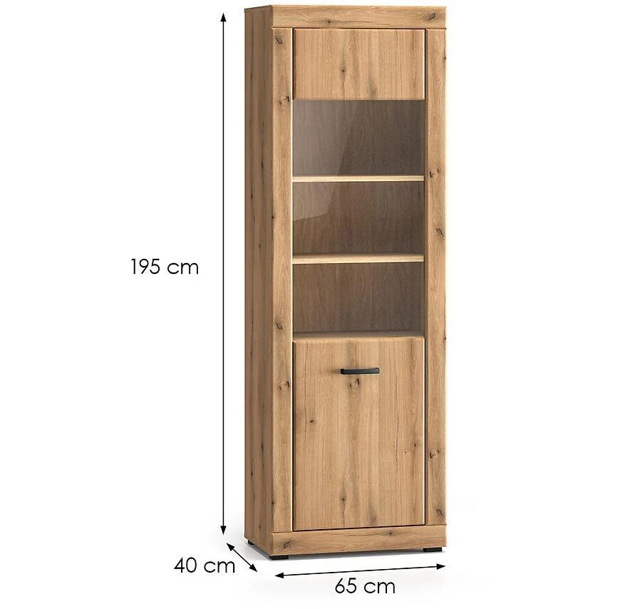 Dora vitrina 02 , 40x65x195 cm  hrastovina