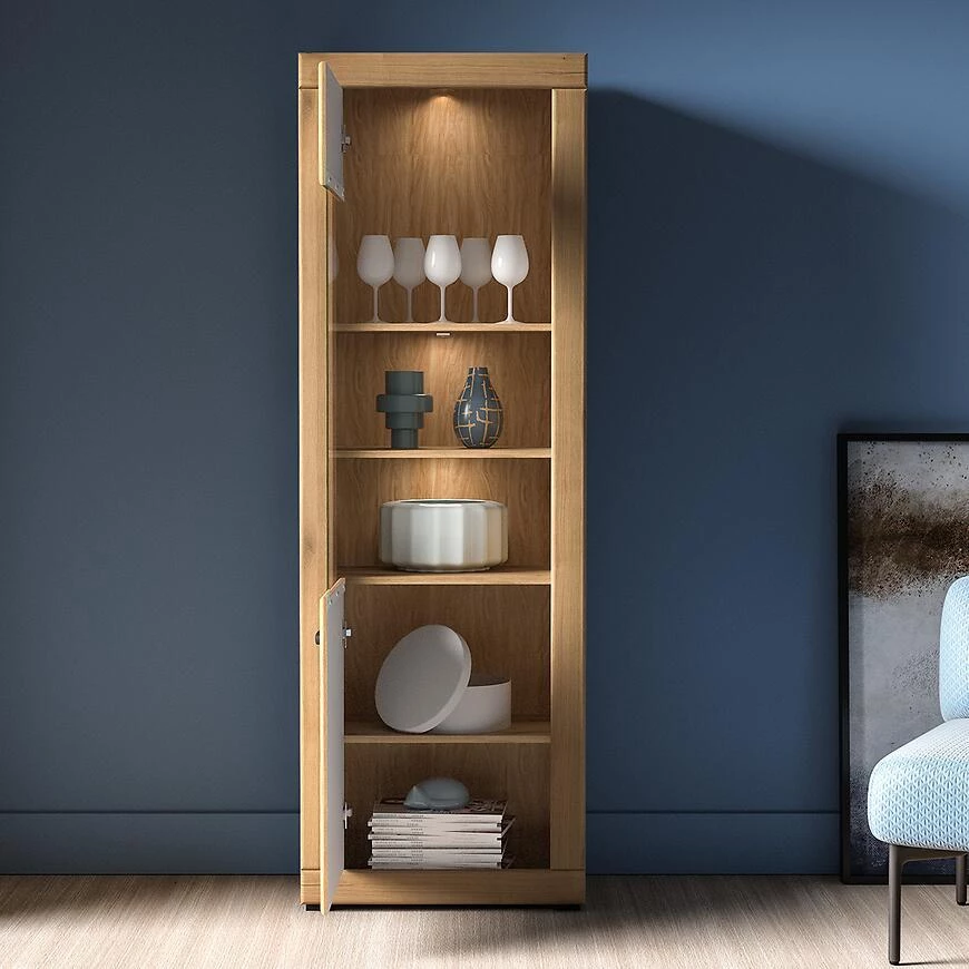 Dora vitrina 02 , 40x65x195 cm  hrastovina