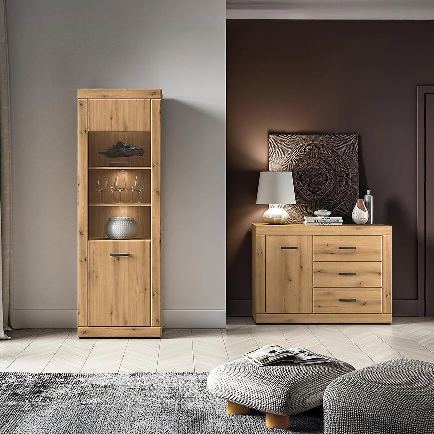 Dora vitrina 02 , 40x65x195 cm  hrastovina