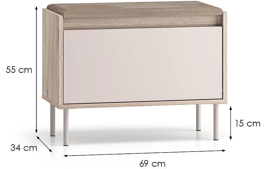 Voco 06 ormaric za cipele, 34x69x55 cm  hrast cremona/kašmir