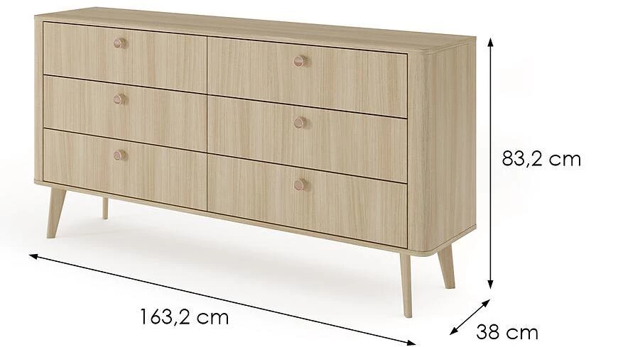 Viki C 163 6s komoda, 38.7x163.2x83.2 cm barista hrast