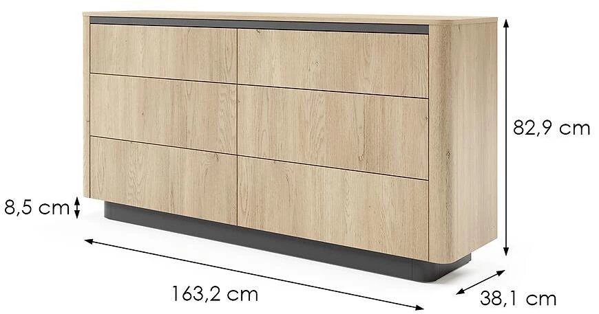 Torro komoda D 163 6s, 38.1x163.2x82.9 cm  cremona hrast