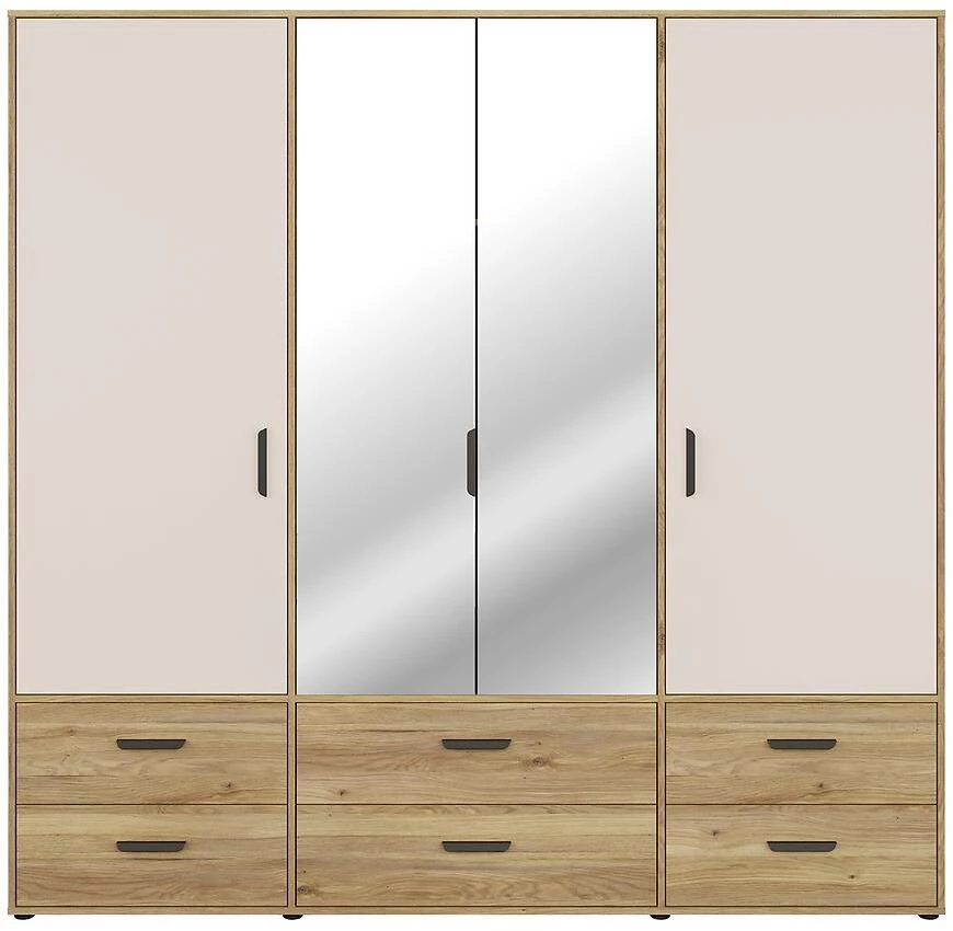 Mokkaro otklopni ormar Moks846-M802, 205.9x52.7x200.1 pijesak/hrast maulvela