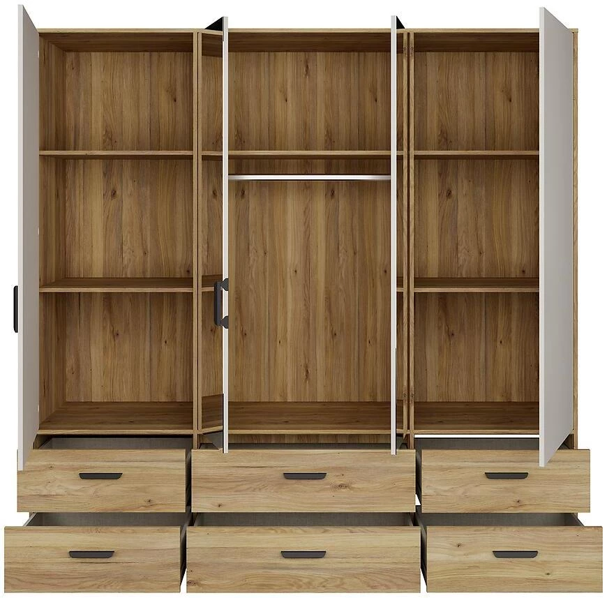 Mokkaro otklopni ormar Moks846-M802, 205.9x52.7x200.1 pijesak/hrast maulvela