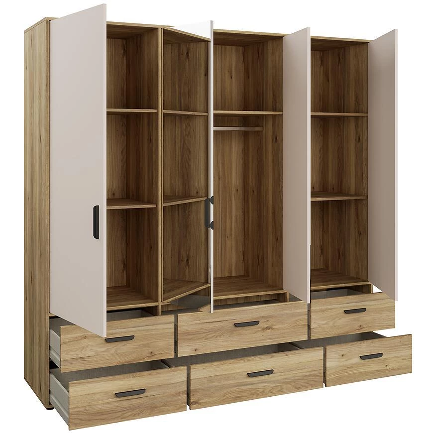 Mokkaro otklopni ormar Moks846-M802, 205.9x52.7x200.1 pijesak/hrast maulvela